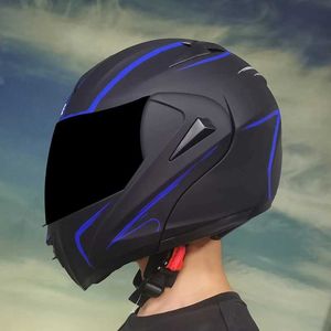 Motorcykelhjälmar Dual Lens Flip Motorcykelhjälm Motorcykel Full Face Hjälm Racing Hjälm M L XL XXLL204