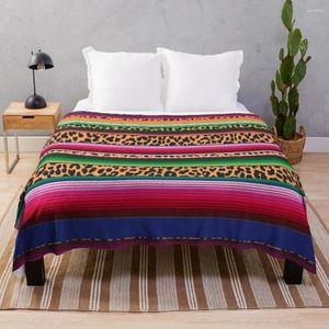 Blankets Beautiful Mexican Serape And Leopard Print Throw Blanket Stuffed Rug Sofa