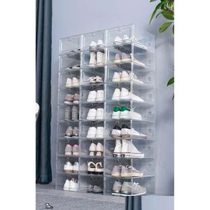 Altra organizzazione per l'archiviazione domestica Ders Us 12 pezzi/set scatola per scarpe trasparente pieghevole custodia in plastica addensata organizer per esposizione scatola per scarpe Drop D Otd76