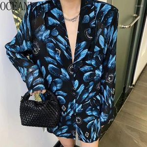 여자 정장 해상으로 로브 얇은 블레이저 여성 줄무늬 대비 대비 컬러 스프링 여름 chaquetas mujer 블루 프린트 한국 패션 블레이저
