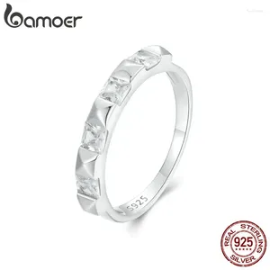 Cluster-Ringe BAMOER 925 Sterling Silber Funkelnder Zirkon Stapelbarer Ring Niet für Frauen Party Täglich Feiner Schmuck Geschenk