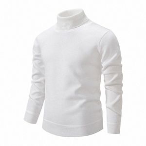 Vinter Turtleneck tröja män stickade fleece tröjor tröja herrkläder varm fast färg tröja trottleneck pullover män z2kl#