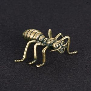 Decorative Figurines Durable Antique Ant Sculpture Funny Copper 3D Small Ornament Carved Solid Brass Tabletop