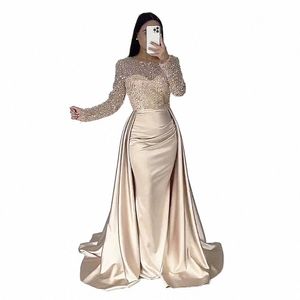 결혼식 파티를위한 8ALE SPARKLY EVINGED DR O-NECK LG SLEVES MERMAID PROM GOWNS resido elegante mujer para fiesta a6ax#