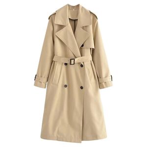 Outono streetwear duplo breasted curto trench coat para mulheres clássico manga longa cinto blusão casual casaco longo 2365519 240318