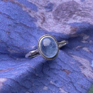 حلقات الكتلة Hoyon Natural Aquamarine Ring S925 Sterling Silver Vintage Nepalese Bamboo Women's Gift Never Fend