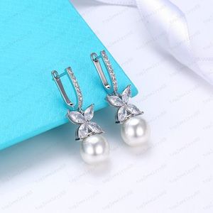 U-shaped Stud 18K gold-plated luxury brand designer letter heart earrings women simple pearl earrings wedding jewelry281z