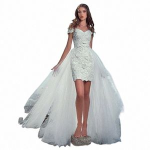 beach Short Wedding Dr 2023 With Detachable Train Lace Appliques Sweetheart Wedding Gowns For Bride 2 in 1 Vestidos de Noiva h0FU#