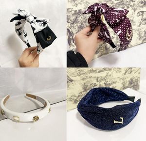 Klasik Mektup Marka Tasarımcı Head Bands Kadınlar için Kahverengi Kahverengi Geniş Kıtsıklı Kalın 4Seasons Saç Bandı Headwrap Bez Kumaş Montaj Deri Deri Kafa Bandı