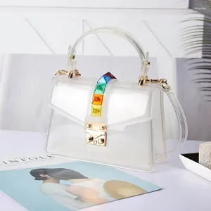 バッグレディース2024ファッション春夏の夏の夏の透明なゼリースティレットリベットを運ぶ小さな正方形