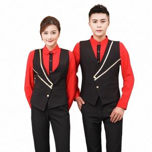 new Arrival Men Bar Waiter Uniform Vest Western Restaurant Waiter Shirt Coffee Shop Food Service Work Wear KTV Overalls 90 q5Ib#