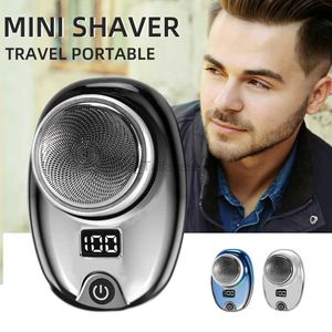 Electric Shavers Mini Electric Shaver for Men Portable Beard Knife Type-C Laddningsskakare Face Body Razor With Digital Power Display Low Noise 240329