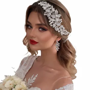 HP301 Sier-Diamd-Studded Bride Nekury Wedding Hair Acries Bridesmaid Jewelry Tiara Headpiece Girlfriend Holiday Gift C7rt#