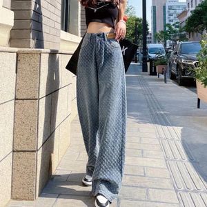 Women's Jeans Blue Trousers Black Straight Leg Female Denim Pants High Waist S 2024 White Korean Style Chic And Elegant Trend