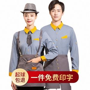 hotel Frt Desk Western Restaurant Baking Milk Tea Waiter Shirt Short Sleeve Fast Food Hot Pot Catering Work Clothes Lg Sleev U5sd#