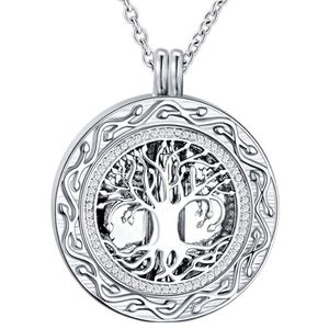 Tree of Life Round Cremation Urn Necklace - Cremation Jewelry Ashes Memorial Keepsake Pendant - Tratt Kit ingår242N