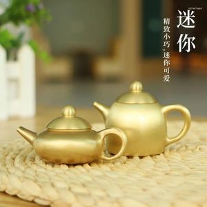 Dekoracyjne figurki mosiężne małe czajnik Mini miedziane czajnicze czajnicze rękodzieło