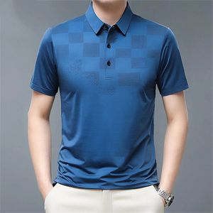 High Quality Mens Polo Shirts 3D Plaid Print Clothing Business Casual Short Sleeve Shirt Fashion Design Style Males 240328