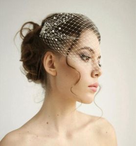 Pearl Bandeau Birdcage Wedding Veil Russian Netting Headband Veil Bridal Accessories With Metal Combes Both Side Short Veil For Br3655112
