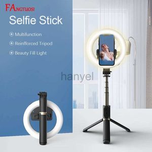 Selfie Monopods FANGTUOSI New Wireless Bluetooth Selfie Stick Tripod With Selfie Ring Light Photography Stand Ringlight For Live Video Streaming 24329