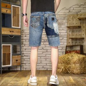 Männer Jeans Paisley Farbe Kontrast Patchwork Fünfte Hosen Sommer Mode Design Straße Cool Gedruckt Casual Denim Shorts