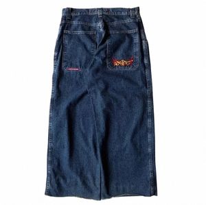 Jnco baggy jeans hiphop rock broderi mönster män kvinnor 2023 ny fi streetwear retro harajuku hög midja breda ben jeans i7wu#