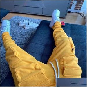 Mens Pants Autumn Winter Fleece Warm Men Streetwear Sweatpants Trousers Work Jogging Outdoor Hip Hop Male Sweat 4Xl Drop Delivery Appa Dhoh5