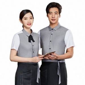 Summer Restaurant Waiter Uniform Hotel Food Service Mage Work Wear Cafe Waitr Uniform Woman Coffee Shop Clearning Clothing F6DD#