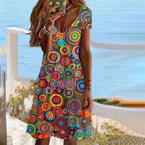 2024 Buntes Kleid mit abstraktem Print 490975