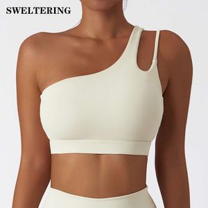 Lu Align One Spalla Yoga Reggiseno Canotte Bellezza femminile Indietro Palestra Esercizio Sport Intimo Cinghie irregolari Corsa Fitness Gilet Top Limone Sport 2024