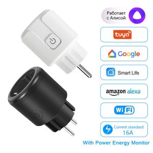 Steuern Sie den Smart Plug 16A/EU/UK WiFi Smart Socket+Power Monitor Timing FunctionTuya SmartLife APP Arbeiten Sie mit Alexia Google Home Yandex Alice