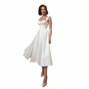 زفاف قصيرة DR 2024 DRES CIVIL SEXY SENET SELED DOT Orvics Simple Bridal Mid-Calf Satin Bride Backl O5RG#