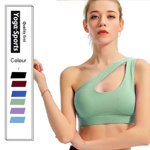 Lu Align Sports BH för Women Bras Yoga BH med avtagbara kuddar One-Shulder Hollow Out Running Bh Crop Top Fitness Gym Sportswear Lemon Sports 2024