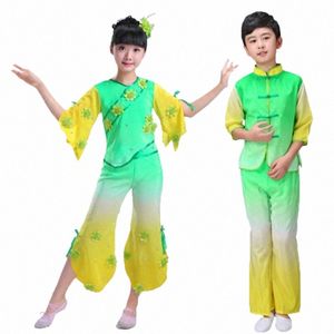 Girls 'Yangko Clothing Fan Dance Classical Chinese Style Hanfu Dance Children's Natial Dance Performance Clothing B3ns#