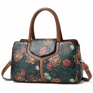 Kadınlar için moda omuz tote çanta retro çiçek deseni taşınabilir çanta pu işe gidiş lüks boston kadın crossbody el çantaları 240322