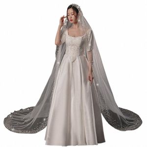 Youlapan V145 Full Pearl Pärled Cathedral Wedding Veil 1 Tier Bridal Veil Wedding Hair Accores Brud Lg Veil A1yq#