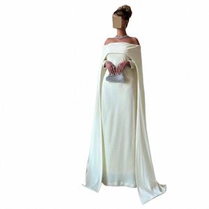 simple White Off the Shoulder Mermaid Formal Evening Dres Chiff Floor-Length Mermaid High-end Dubai Arab Custom Prom Gowns U0WJ#