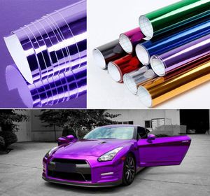 2x Chrome Mirror Vinyl Film Wrap Sticker Decal Protective Stretchable Reflective Super Gloss 152 30cm Car Styling Sticker1569151