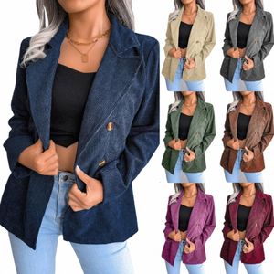 autumn Corduroy Jacket Woman Lg Sleeve Casual Blazer Jacket Women Butt Coat Fi Work Office Loose Coat Tops Veste Femme 58LY#