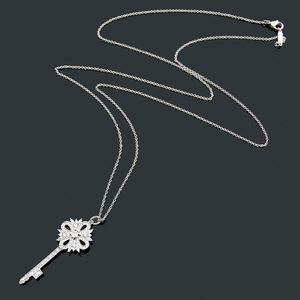 Роскошный ключ, полное бриллиантовое колье, женское ожерелье из нержавеющей стали для пары, дизайнерский бриллиантовый кулон, рождественский подарок, аксессуары, целое с 190 Вт