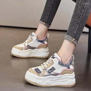 Casual Shoes Krasovki 8cm Synthetic Genuine Platform Wedge Spring Boot Ankle Women High Brand Fashion Leather Chunky Sneaker Autumn