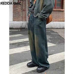 Herrenjeans Reddachic Retro Grüne Herren-Jeans mit Taschenwaschung Neue lässige weite Beine verstellbare Taille Y2k-Hose Street Style Arbeitskleidung HerrenhoseL2403