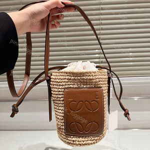 Designer liten hinkväska halmpåsar helt naturliga handvävda tygväska söt allt-i-ett crossbody mini axelväska kvinnor mode handväska Cyd24032705-12