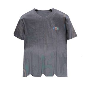 Hancool Ice Silk Oxford Linen Full Body Tryckt kortärmad t-shirt 2024 Lätt lyxig high end Men's Fashion Half Sleeved Top