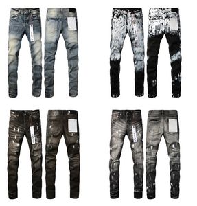 Purple Jeans Mens Jeans Fashion trends Distressed Black Ripped Biker Slim Fit Motorcycle Mans Black Pants