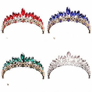 Barock Big Crystal Tiaras Wedding Crown för brudar Kvinnor Hår Accories Headpieces Princial Pageant Birthday Present L0B4#