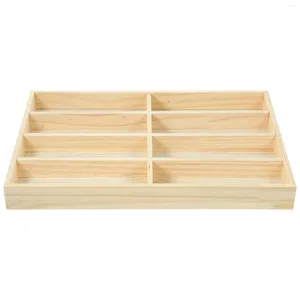 Dekorativa plattor Solid Wood Eight-Partment Glasögon Lagring Box Solglasögon Organiser Case Display Stand Wood