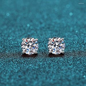 Studörhängen Boeycjr S925 Classic 4 Prongs 0 5 1 1 5CT D Color Moissanite VVS Fine Jewelry Diamond Earring för Women267s