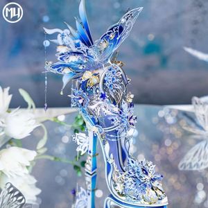 MU Snow Love Magic Crystal Shoe, 3D Stereo Puzzle Metal Assembly Model Handmade DIY Toy