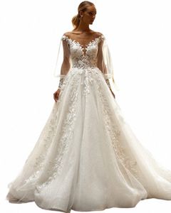 adoly Mey Classic Scoop Neck Lg Sleeve A-Line Wedding Dr 2024 Gorgeous Appliques Sweep Train Princ Bridal Gown Customize b6bJ#